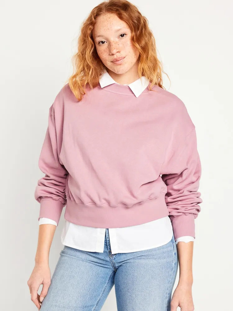 Oversized Cropped Fleece Sweatshirt