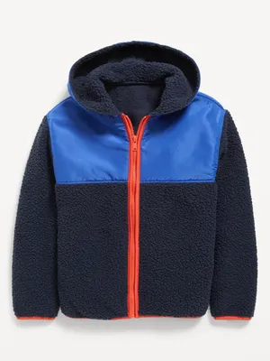 Cozy Hooded Sherpa Zip-Front Jacket for Boys