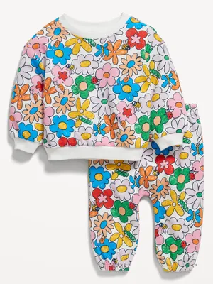 Unisex Printed Crew-Neck Sweatshirt & Jogger Pants Set for Baby