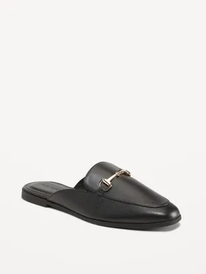 Faux-Leather Loafer Mule Shoes for Women