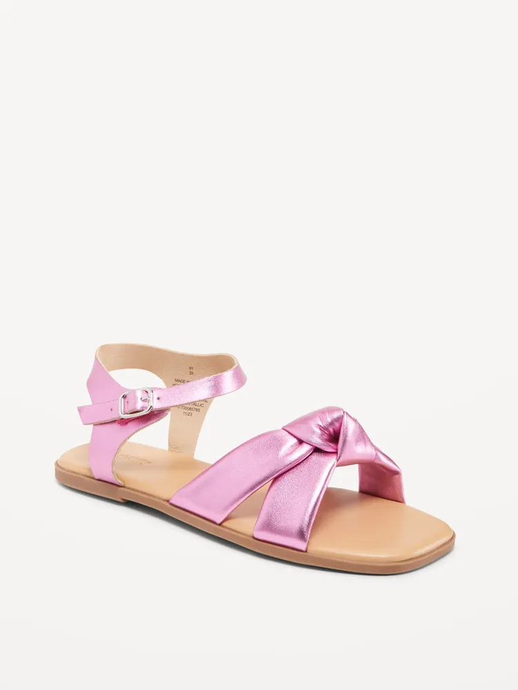 Faux-Leather Knotted Strap Sandals for Girls