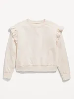 Ruffled Floral-Eyelet Crew-Neck Sweatshirt for Girls