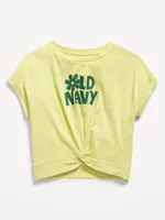 Dolman-Sleeve Logo-Graphic Twist-Front Top for Girls