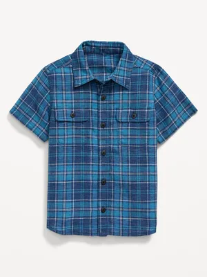 Short-Sleeve Linen-Blend Utility Pocket Shirt for Toddler Boys