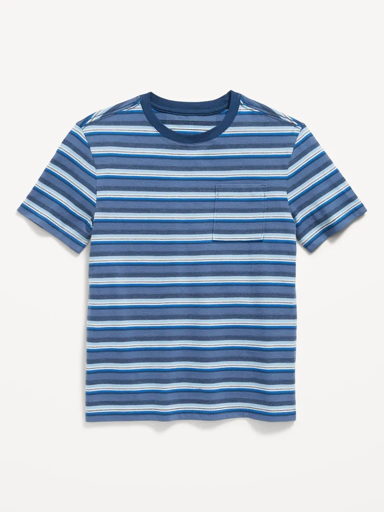 Textured Striped Short-Sleeve Pocket T-Shirt for Boys