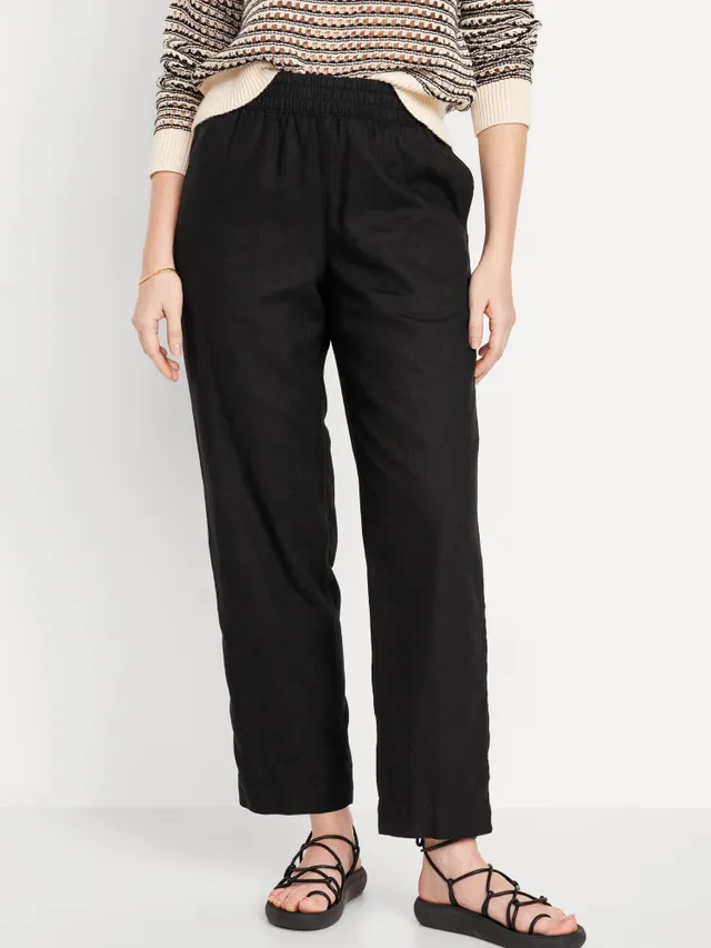 Old Navy High-Waisted Linen-Blend Straight Pants