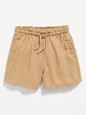 Linen-Blend Pull-On Shorts for Toddler Girls