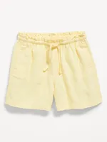 Linen-Blend Pull-On Shorts for Toddler Girls