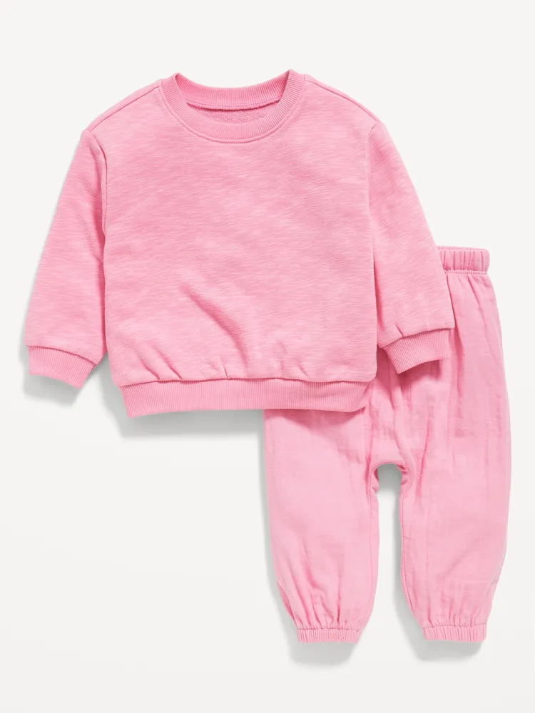 Unisex Crew-Neck Sweatshirt & Jogger Pants Set for Baby