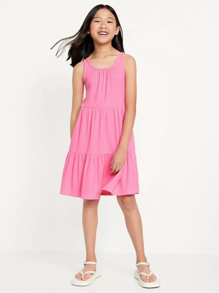 Sleeveless Rib-Knit Tiered Dress for Girls