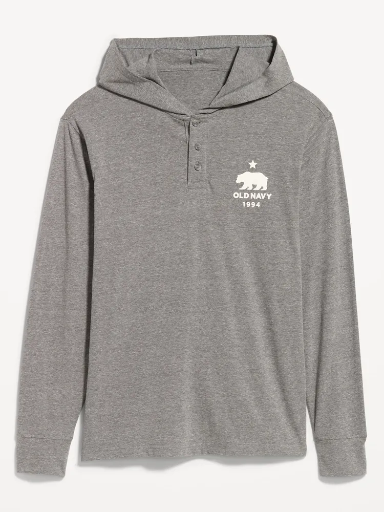 Lightweight Logo Henley Hoodie