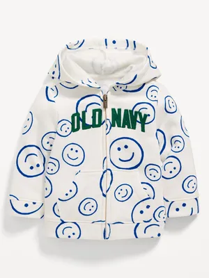 Unisex Printed Logo-Graphic Zip-Front Hoodie for Baby