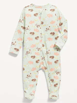 Unisex 2-Way-Zip Sleep & Play Printed Footed One-Piece for Baby