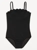 Bandeau Scallop-Trim One-Piece Swimsuit for Girls