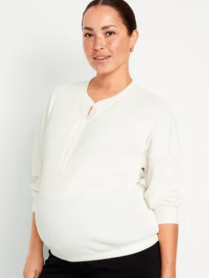 Maternity Waffle Knit Henley Pajama Top