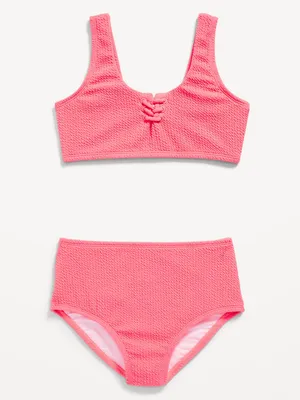 Lace-Up Front Bikini Swim Set for Girls