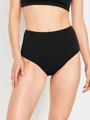 High-Waisted French-Cut Puckered Bikini Swim Bottoms