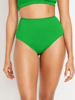 High-Waisted French-Cut Puckered Bikini Swim Bottoms