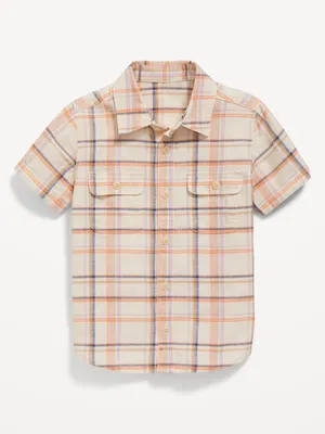 Short-Sleeve Linen-Blend Utility Pocket Shirt for Toddler Boys