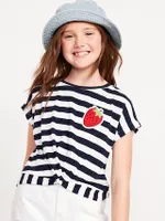 Printed Short-Sleeve Twist-Front T-Shirt for Girls