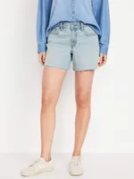 Mid-Rise Boyfriend Cut-Off Jean Shorts - 5-inch inseam