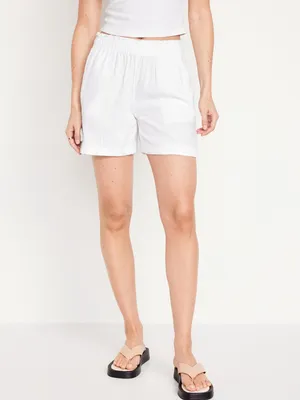 High-Waisted Crinkle Gauze Shorts - 5-inch inseam