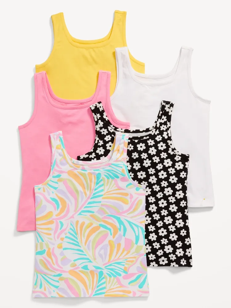 Square-Neck Tank Top 5-Pack for Girls