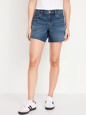 Mid-Rise Boyfriend Cut-Off Jean Shorts - 5-inch inseam