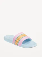 Printed Faux-Leather Pool Slide Sandals for Girls