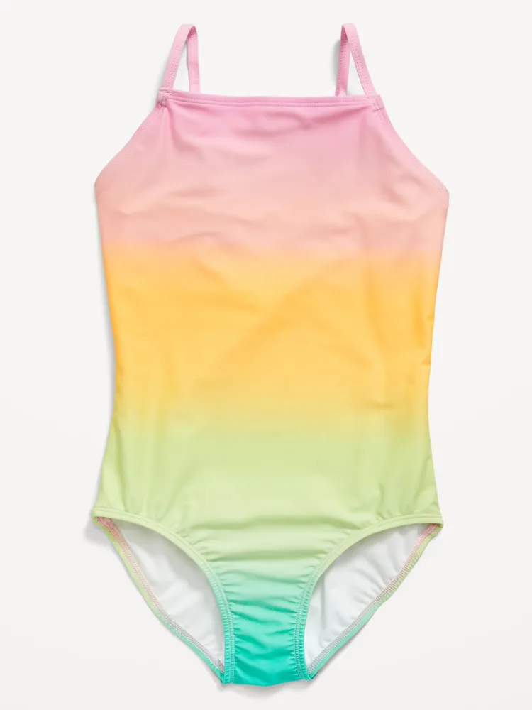 Printed Back-Cutout One-Piece Swimsuit for Girls
