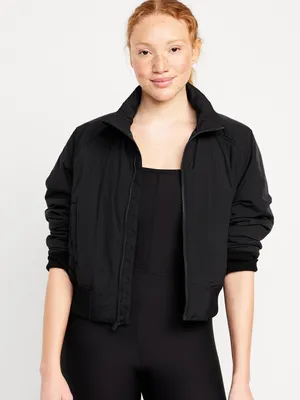 Water-Resistant Nylon Performance Zip Jacket for Women