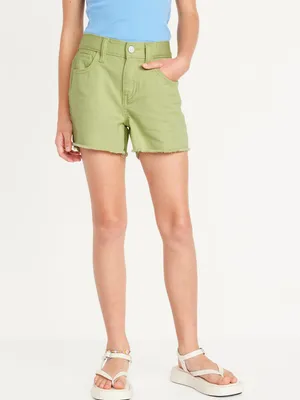 High-Waisted Pop-Color Frayed-Hem Shorts for Girls