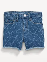 Printed High-Waisted Frayed-Hem Jean Shorts for Toddler Girls