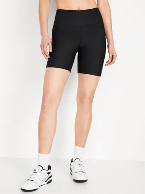 High-Waisted PowerSoft Ribbed Biker Shorts - 6-inch inseam