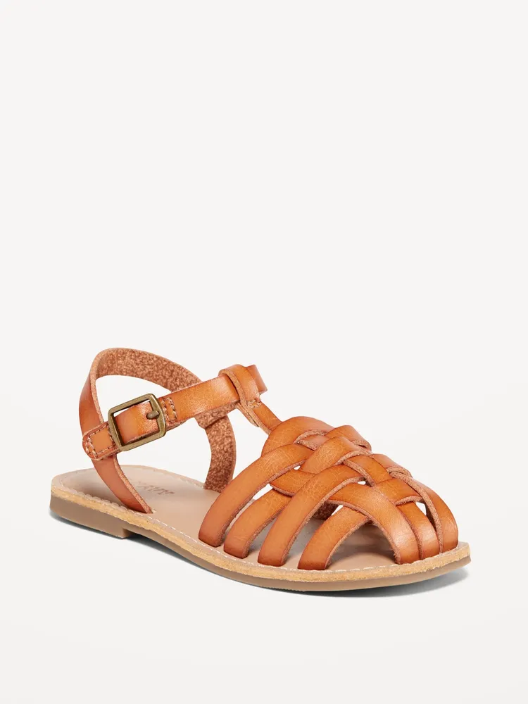 Faux-Leather Fisherman Sandals for Toddler Girls