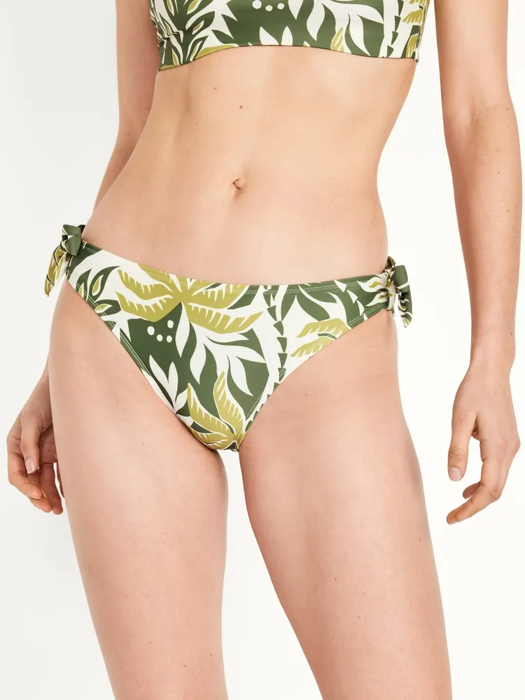 Mid-Rise Side-Tie Bikini Swim Bottoms