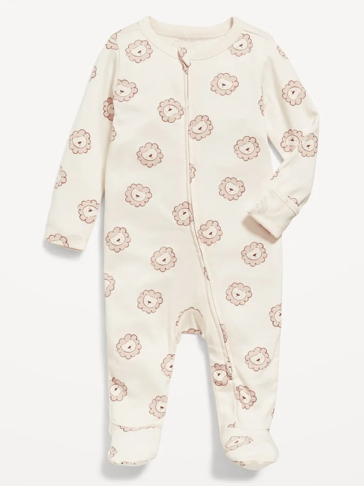 Unisex 2-Way-Zip Sleep & Play Printed Footed One-Piece for Baby