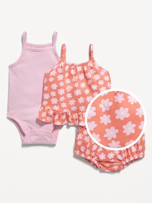 Cami Ruffle Bloomer Set and Bodysuit 3-Pack for Baby