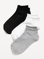 Ruffle Ankle Quarter Crew Sock 3-Pack