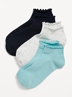 Ruffle Ankle Quarter Crew Sock 3-Pack