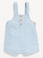 Linen-Blend Henley Shortall Romper for Baby