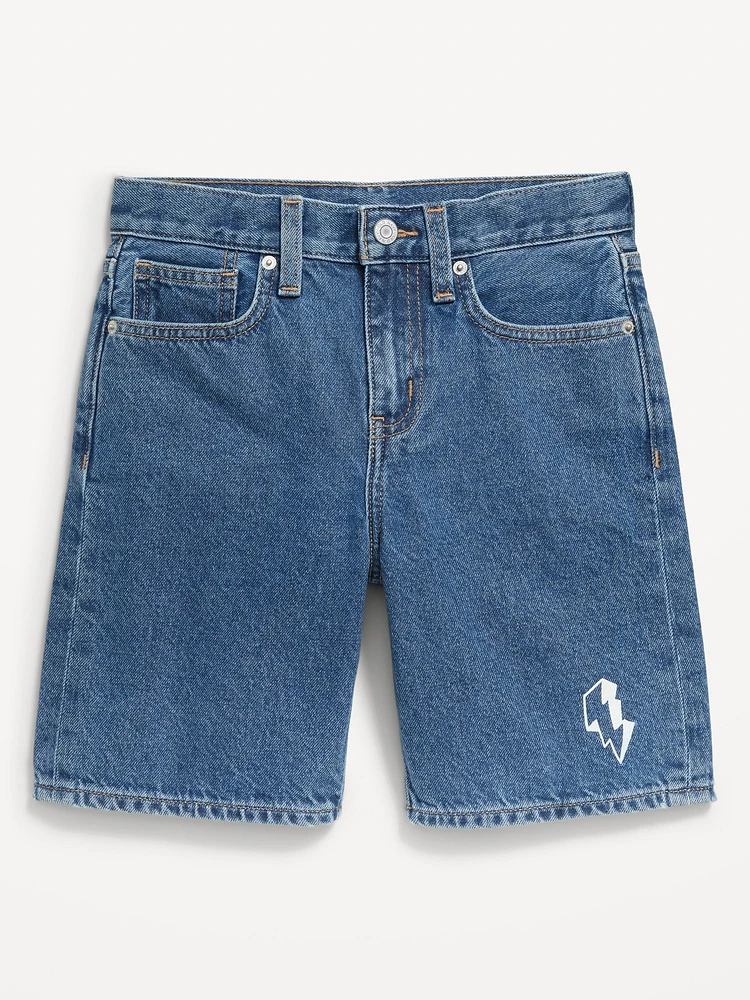 Knee Length Baggy Non-Stretch Jean Shorts for Boys