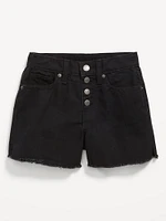High-Waisted Wow Frayed-Hem Jean Shorts for Girls