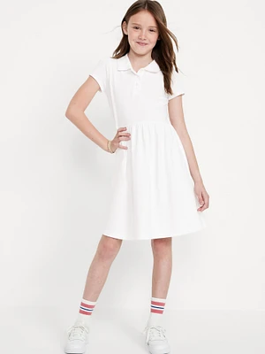 School Uniform Fit & Flare Pique Polo Dress for Girls