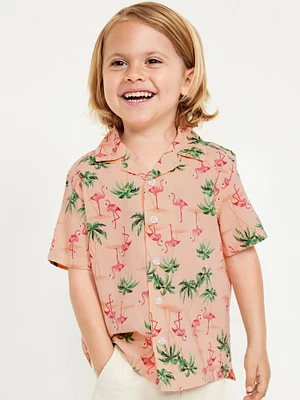 Matching Printed Short-Sleeve Camp Shirt for Toddler Boys