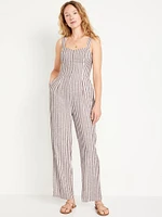 Fit & Flare Linen-Blend Jumpsuit