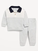 Long-Sleeve Jersey Knit Polo Shirt and Joggers Set for Baby