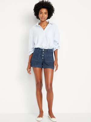 High-Waisted Jean Trouser Shorts - 3-inch inseam