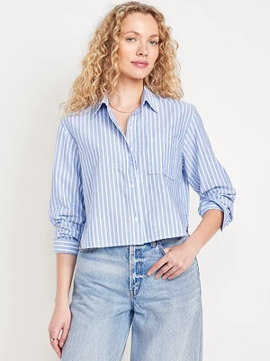 Button-Down Oxford Crop Shirt