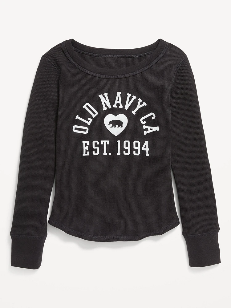 Long-Sleeve Logo-Graphic Thermal-Knit T-Shirt for Girls